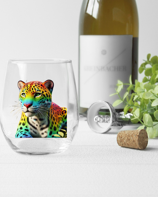 Rainbow Cheetah Whiskey Glass