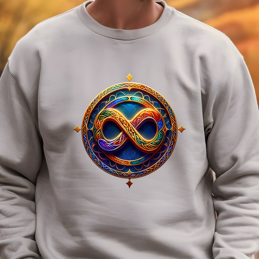 Crewneck Sweatshirt with Celtic Infinity Symbol Design