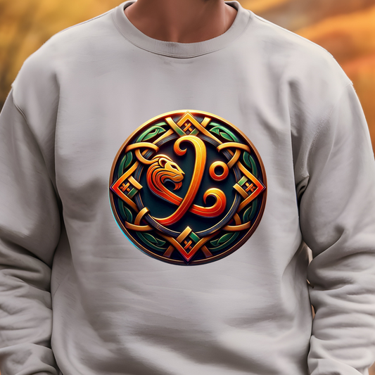 Crewneck Sweatshirt with Celtic Astrological Symbols-Leo