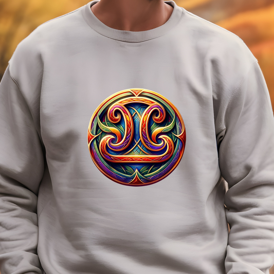 Crewneck Sweatshirt with Celtic Astrological Symbols-Libra