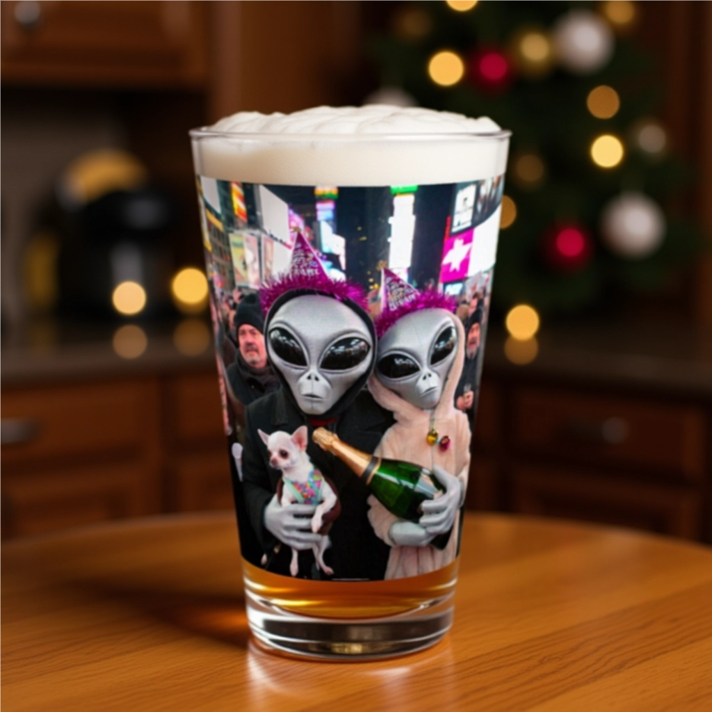Time's Square with Aliens Pint Glass, 16oz