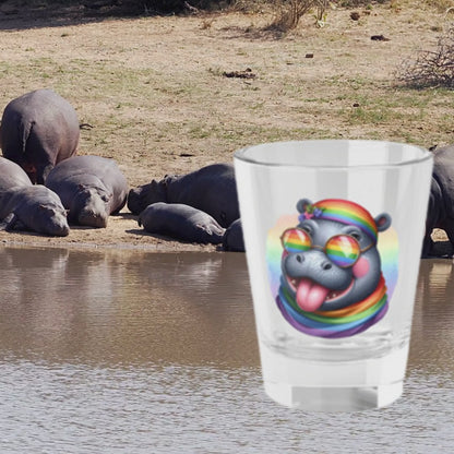 Happy Rainbow Hippo Shot Glass