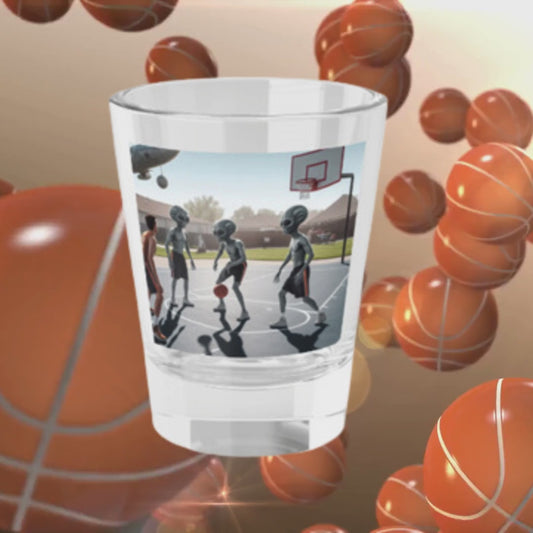 Aliens Playing Basketball Shot Glass