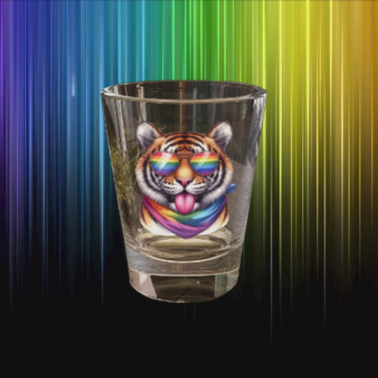 Rainbow Sassy Tiger Shot Glass