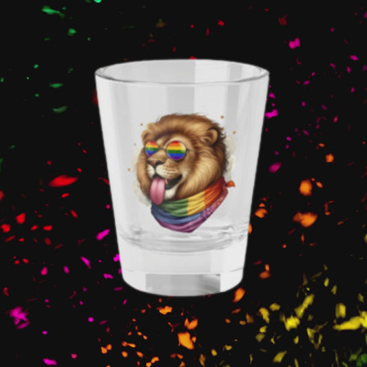 Silly Rainbow Lion Shot Glass