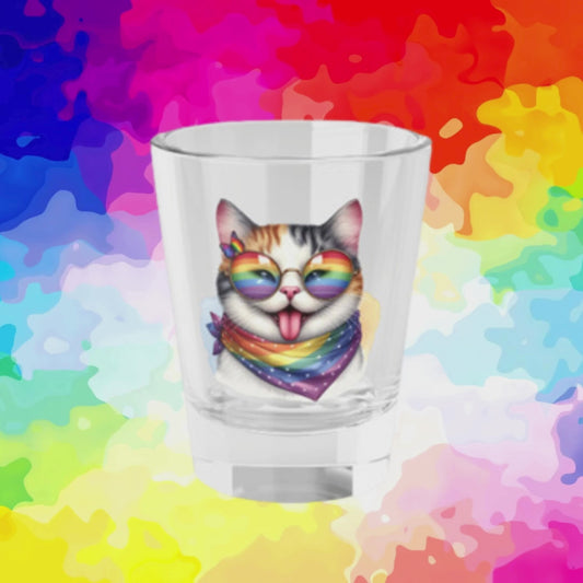 Rainbow Kitty Sparkles Shot Glass