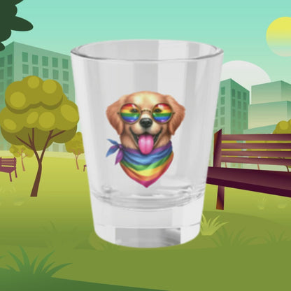 Happy Rainbow Dog Shot Glass