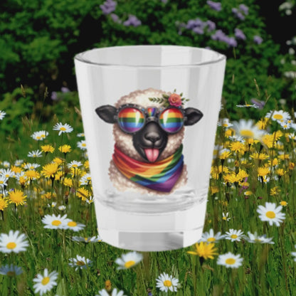 Sheep with Black Shot Glass