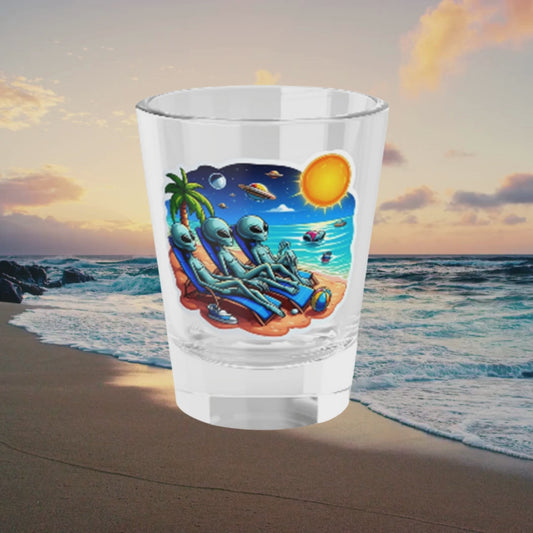 Alien Bois at the Beach Shot Glass