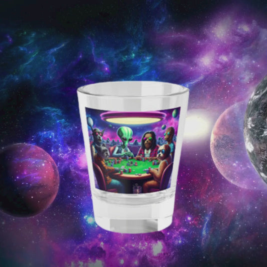 Dogs, Cards, Aliens and Alcohol Shot Glass