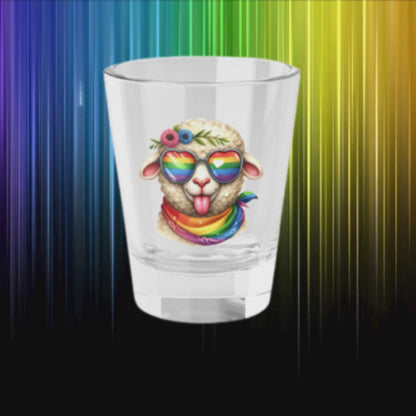 Rainbow Flower Power Sheep Shot Glass