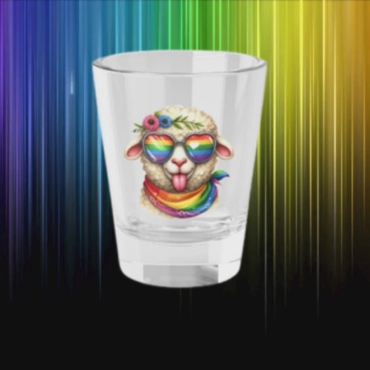 Rainbow Flower Power Sheep Shot Glass