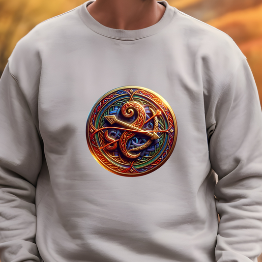 Crewneck Sweatshirt with Celtic Astrological Symbols-Sagitarius