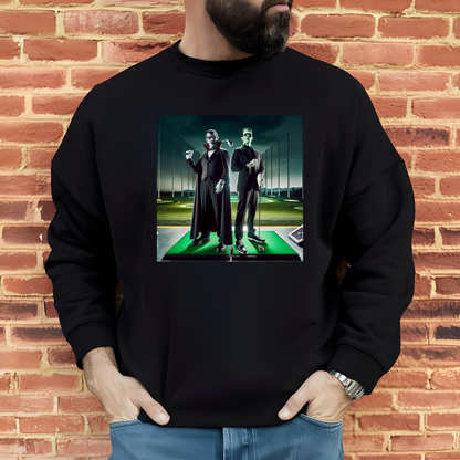 Halloween Golf Sweatshirt - Monster Duo Dracula & Frankenstein